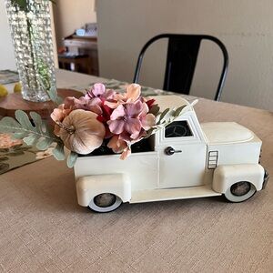 Cream Truck Planter with Pink and Green Florals